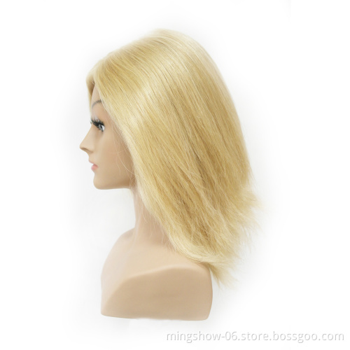 wholesale blonde 100% human hair hairdressing training mannequin head with shoulder